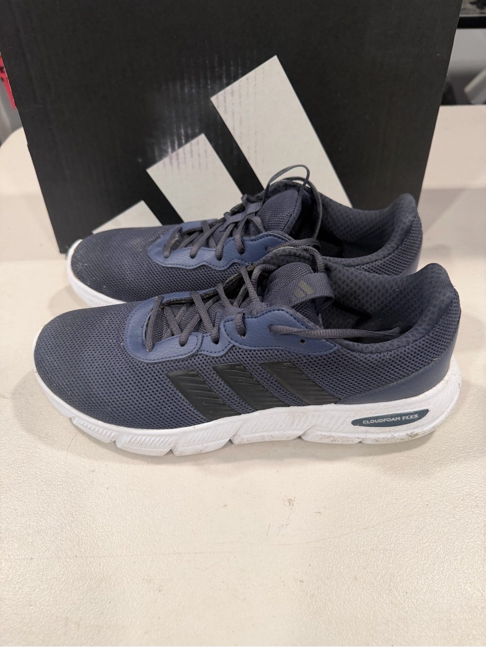 Adidas Men’s Cloudfoam Flex Laces Athletic Sneakers Running Shoes Navy Size 10.5